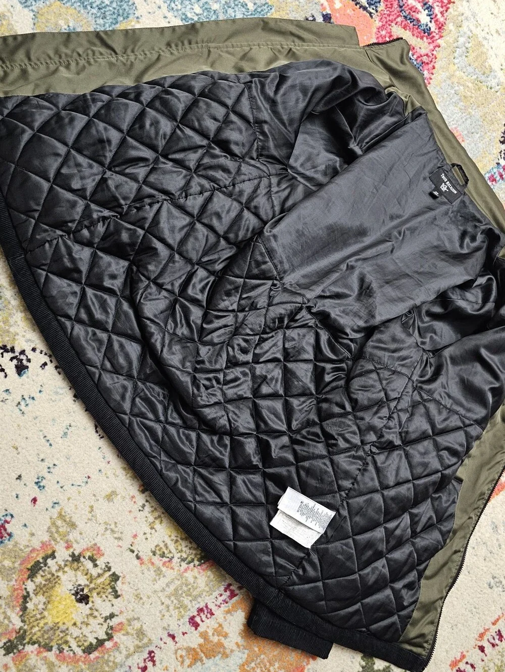 True Religion Quilted Corduroy Full Zip Jacket Mens Size Small Black Green Gray